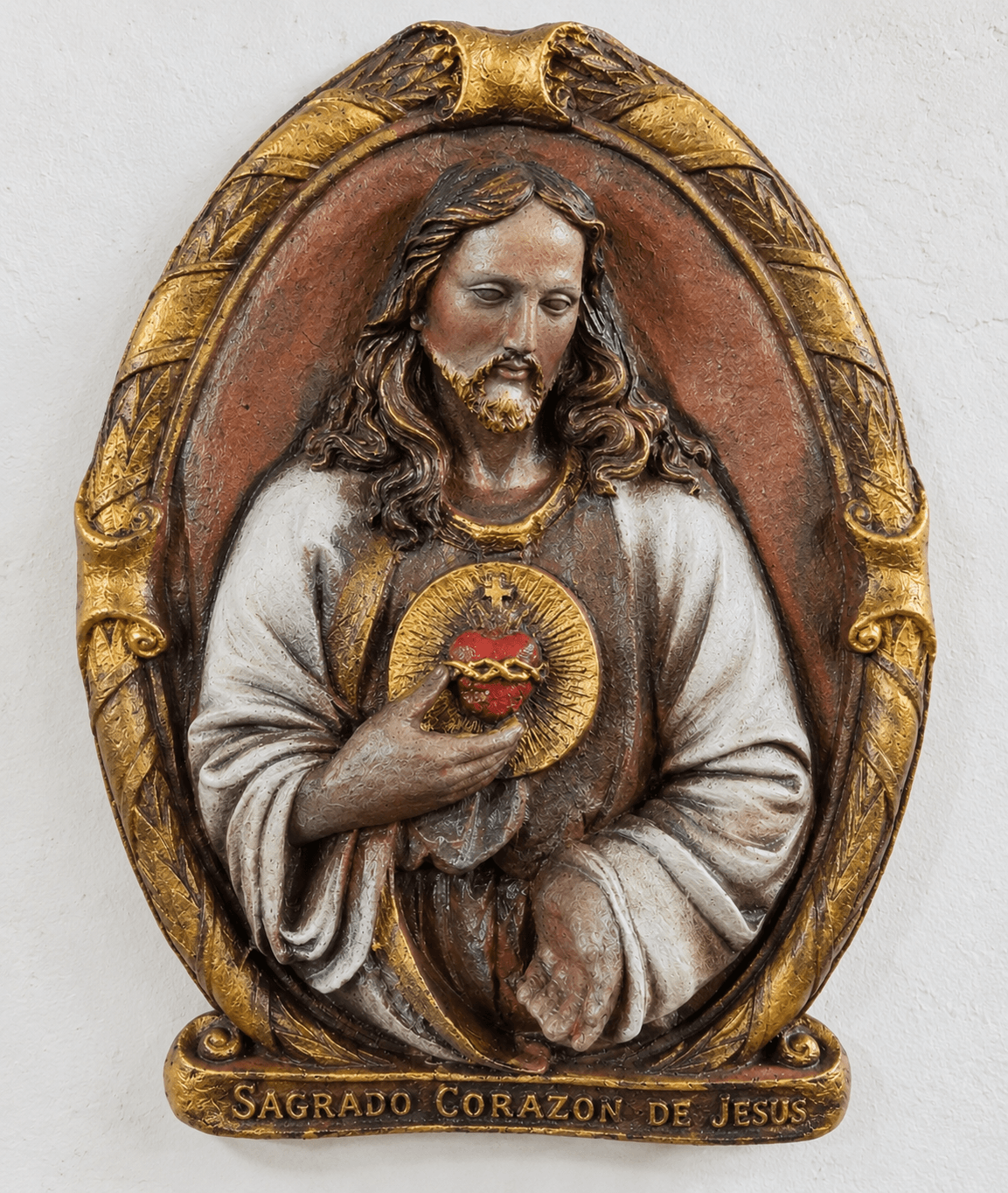 Sagrado Corazón de Jesús (Relieve Ovalado Policromado)